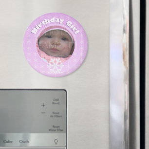Birthday Girl Winter Onederland Pink Custom photo Magnet