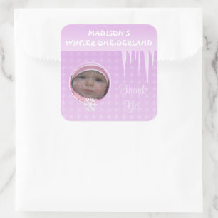 Birthday Girl Winter Onederland Thank you sticker
