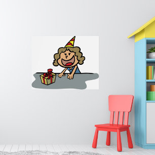 Birthday Girl With A Gift Poster