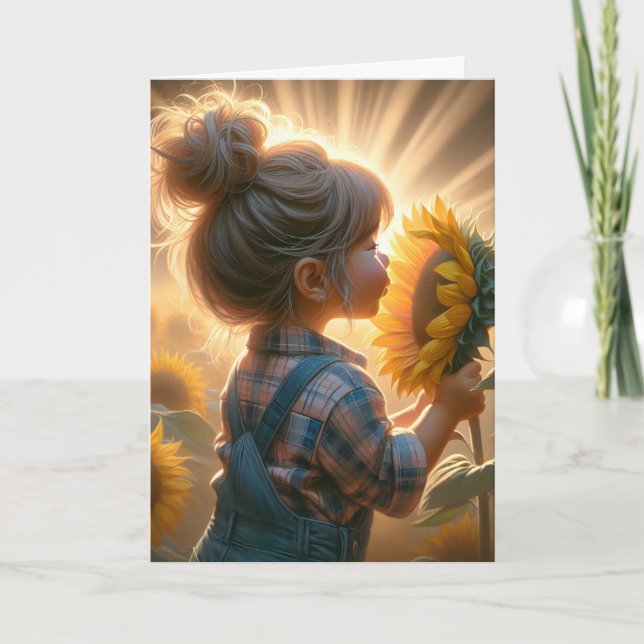 Birthday Girl With A Sunflower Card (Front)
