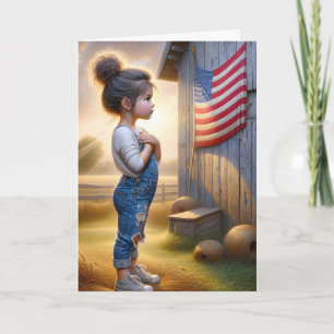 Birthday Girl With American Flag Card