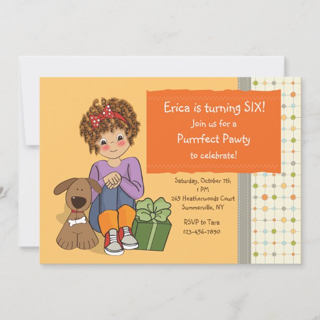 Birthday Girl With Her Dog Invitation (Front)