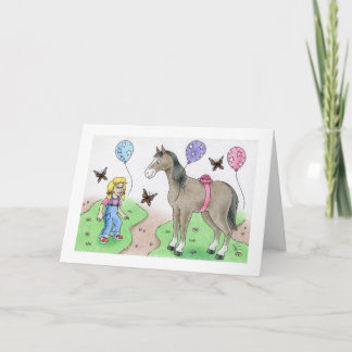 Birthday Girl With Horse Card