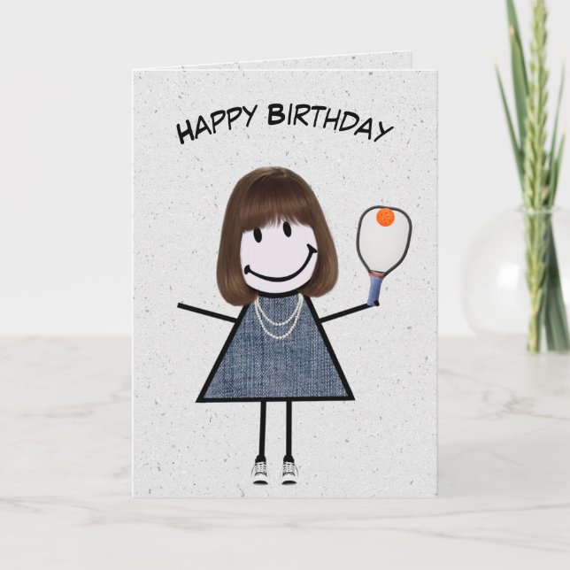 Birthday Girl With Pickleball Paddle Card (Front)