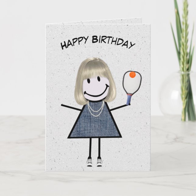 Birthday Girl With Pickleball Paddle Card (Front)