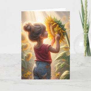Birthday Girl With Sunflower Glow Card