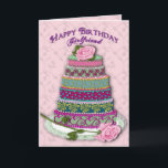 BIRTHDAY - GIRLFRIEND - MULTI TIER DECORATED CAKE CARD<br><div class="desc">SWEET FEMININE BIRTHDAY GREETING WITH MULTI-TIERD DECORATED CAKE - SEE OTHER BIRTHDAY CARDS SAME IMAGE,  SECRET PAL,  SISTER,  GIRLFRIEND, DAUGHTER,  SISTER IN LAW, MOTHER</div>