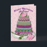 BIRTHDAY - GIRLFRIEND - MULTI TIER DECORATED CAKE CARD<br><div class="desc">SWEET FEMININE BIRTHDAY GREETING WITH MULTI-TIERD DECORATED CAKE - SEE OTHER BIRTHDAY CARDS SAME IMAGE,  SECRET PAL,  SISTER,  GIRLFRIEND, DAUGHTER,  SISTER IN LAW, MOTHER</div>