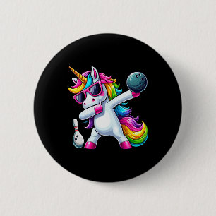 Birthday Girls Funny Dabbing Bowling Unicorn Dab G 6 Cm Round Badge