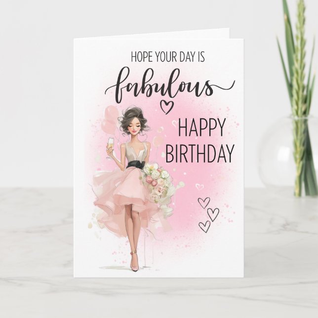 Birthday glamour girl greeting card (Front)