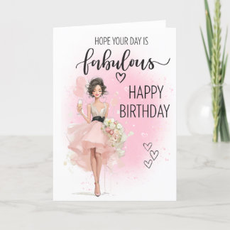 Birthday glamour girl greeting card