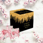 Birthday glitter black gold sparkle monogram name