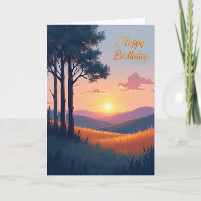 Birthday Glow Trees Card (Front)