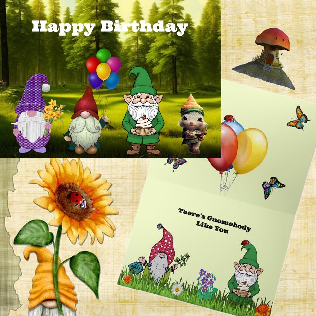 Birthday Gnome Folded Greeting Card (Creator Uploaded)