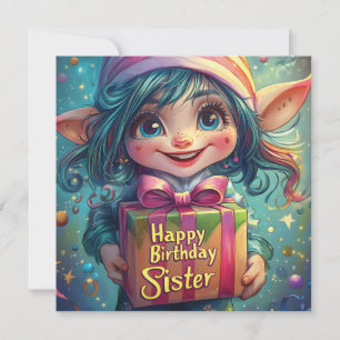 Birthday Gnome – Happy Birthday Sister Holiday Card