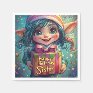 Birthday Gnome – Happy Birthday Sister Napkin