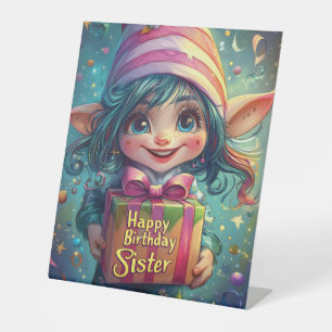 Birthday Gnome – Happy Birthday Sister Pedestal Sign