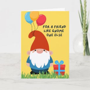 Birthday Gnome Puns with Balloons and Gift Card