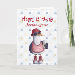 Birthday Goddaughter Fun Cool Seagull Bird  Card