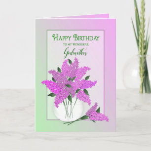 Birthday, Godmother, Lilacs in a Vase Card