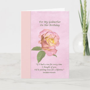 Birthday, Godmother, Peace Rose Card