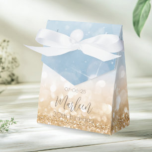 Birthday gold champagne light blue sparkling gold  favour box