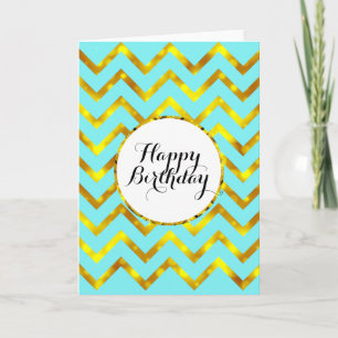 Birthday gold chevron pattern Blank Card