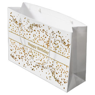 Birthday Gold Confetti Streamers Three Template Large Gift Bag