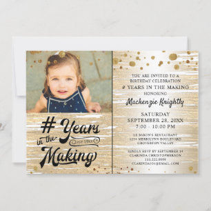 Birthday Gold Confetti YEARS IN THE MAKING Photo Invitation