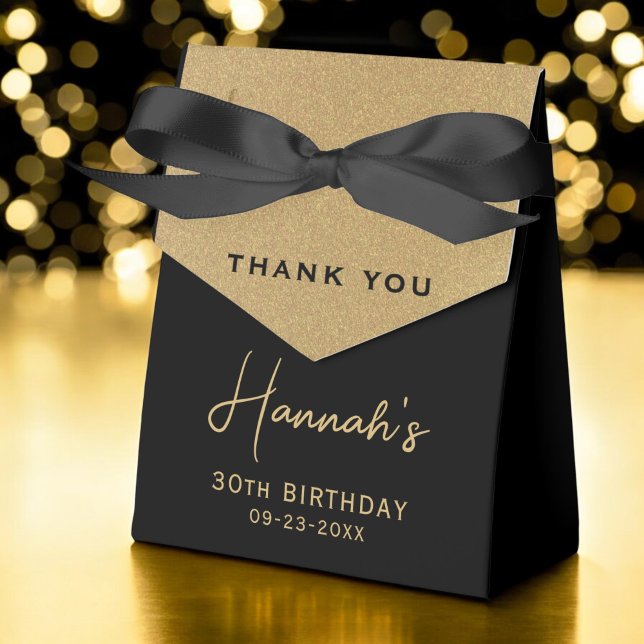 Birthday Gold Foil Monogram Script Chic Thank You Favour Box (Creator Uploaded)