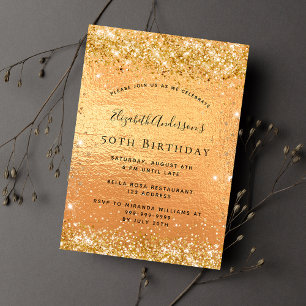 Birthday gold glitter glamourous invitation