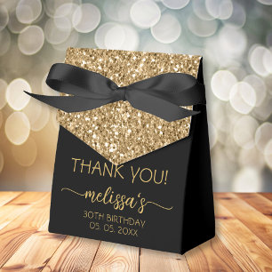 Birthday Gold Glitter Monogram Script Thank You Fa Favour Box