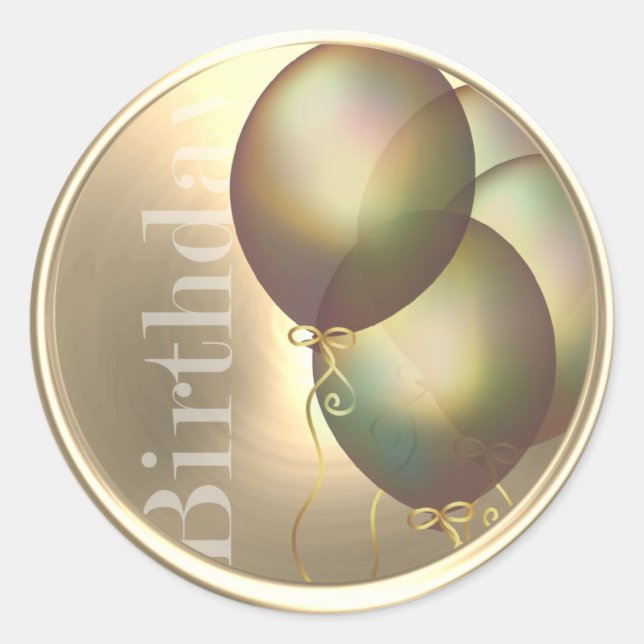 Birthday Gold Iridescent Balloons Envelope Seal (Front)