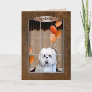 Birthday - Golden Doodle - Window - Balloons Card