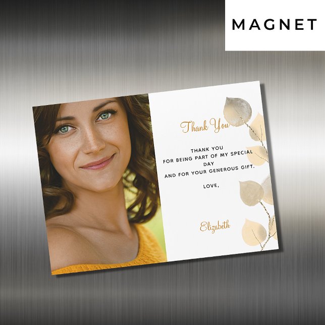 Birthday golden eucalyptus gold thank you magnet (Creator Uploaded)