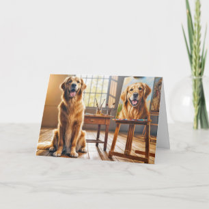 Birthday Golden Retrieve Canvas Artwork Card