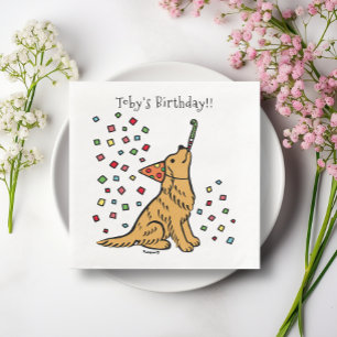 Birthday Golden Retriever Cartoon Napkin
