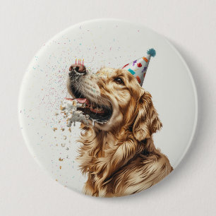 Birthday Golden Retriever Dog 10 Cm Round Badge