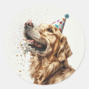 Birthday Golden Retriever Dog Classic Round Sticker