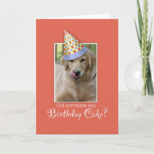 Birthday Golden Retriever Dog in Party Hat Card