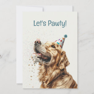 Birthday Golden Retriever Dog Invitation