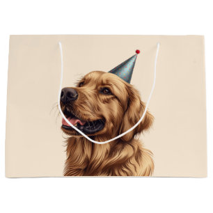 Birthday Golden Retriever Dog Large Gift Bag