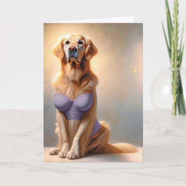 Birthday Golden Retriever Lingerie Model Card (Front)
