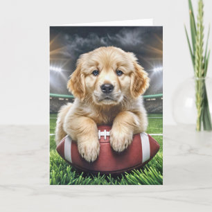 Birthday Golden Retriever On A Football  Card