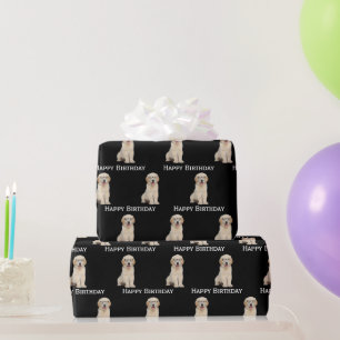 Birthday Golden Retriever Puppy With Glasses Wrap Wrapping Paper