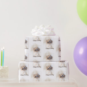 Birthday Golden Retriever with Leash Wrapping Paper