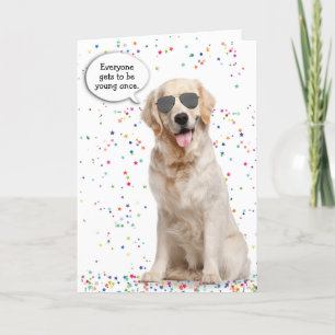 Birthday Golden Retriever with Sunglasses Card