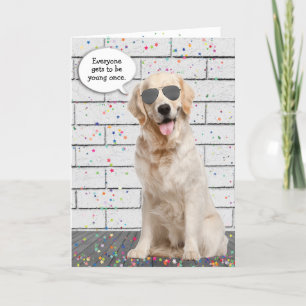 Birthday Golden Retriever with Sunglasses Card