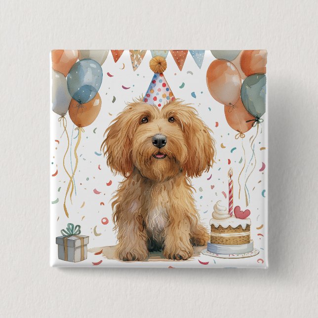 Birthday Goldendoodle Dog 15 Cm Square Badge (Front)