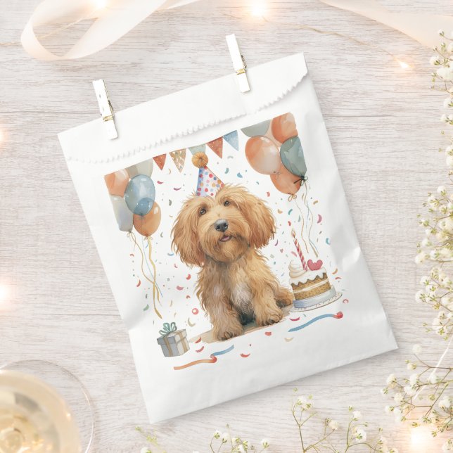 Birthday Goldendoodle Dog Favour Bags (Clipped)